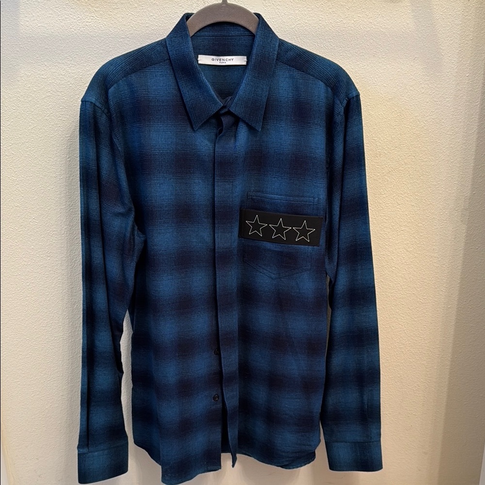 Givenchy Men's Blue Plaid Shirt